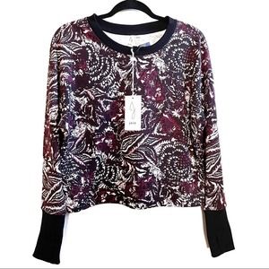 Joie Burgundy Paisley Floral Crewneck Sweatshirt Size M